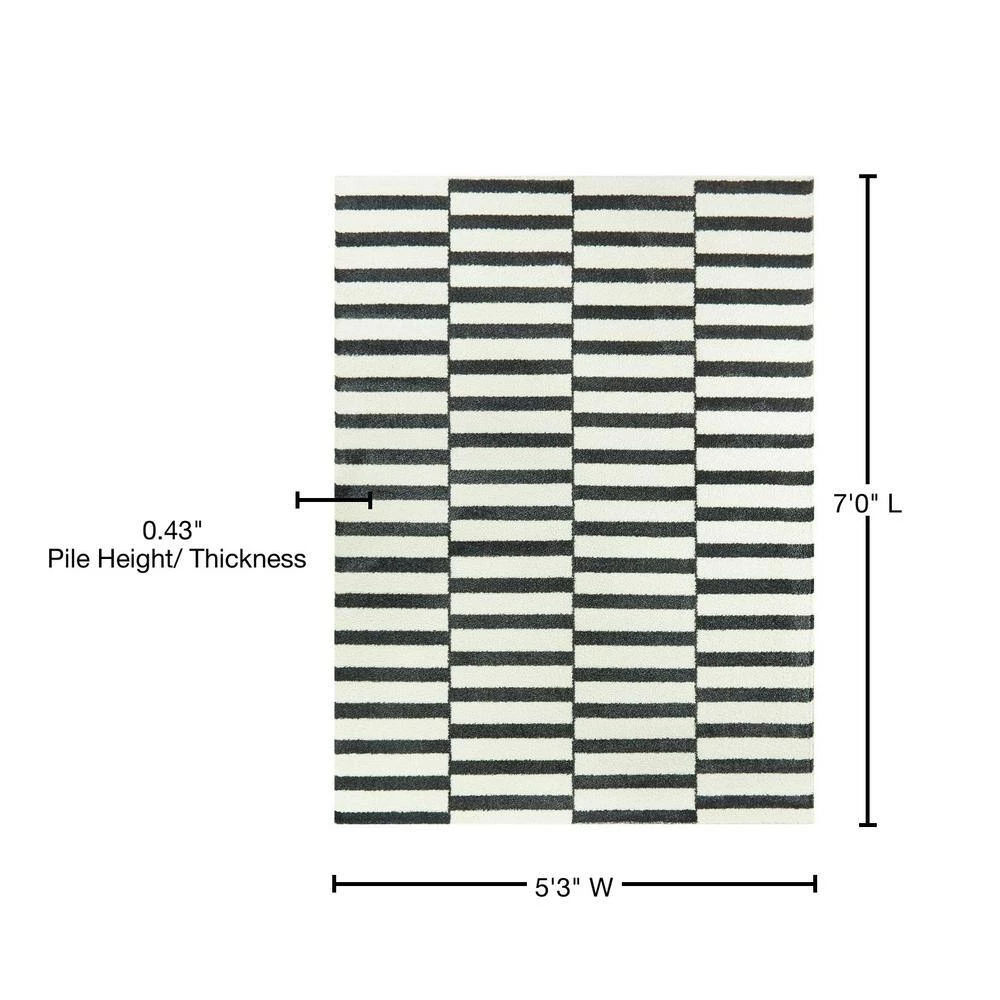 Dewey Striped Black 5 ft. x 7 ft. Area Rug by BALTA 8 Dewey Striped Black 5 ft. x 7 ft. Area Rug by BALTA - Image 6