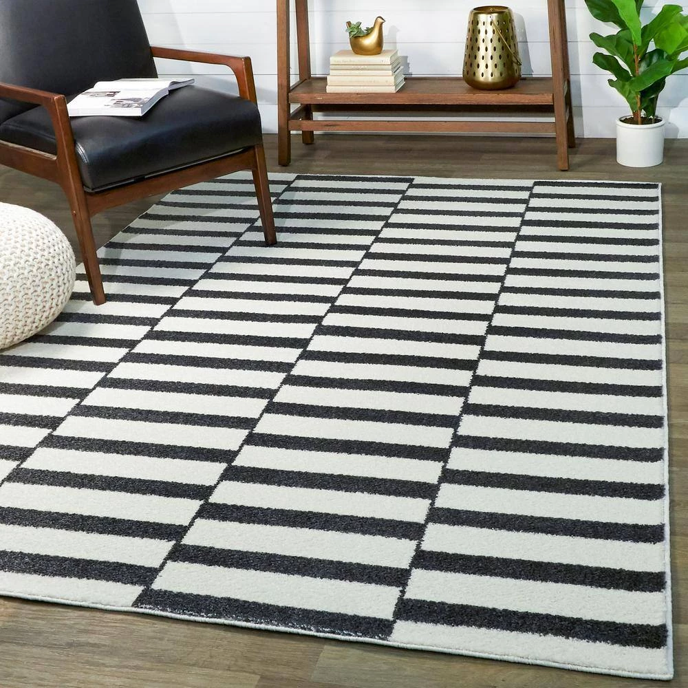 Dewey Striped Black 5 ft. x 7 ft. Area Rug by BALTA 4 Dewey Striped Black 5 ft. x 7 ft. Area Rug by BALTA - Image 2