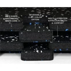 Black with Blue White Flecks 20.5 in. x 20.5 in. x 0.47 in. Rubber-Tec Reversible Gym Flooring (12 sq. ft.) (4-Pack) by Norsk -Cheap BALTA || Norsk Store black gray norsk gym floor tiles 32102rtbw 66 1000