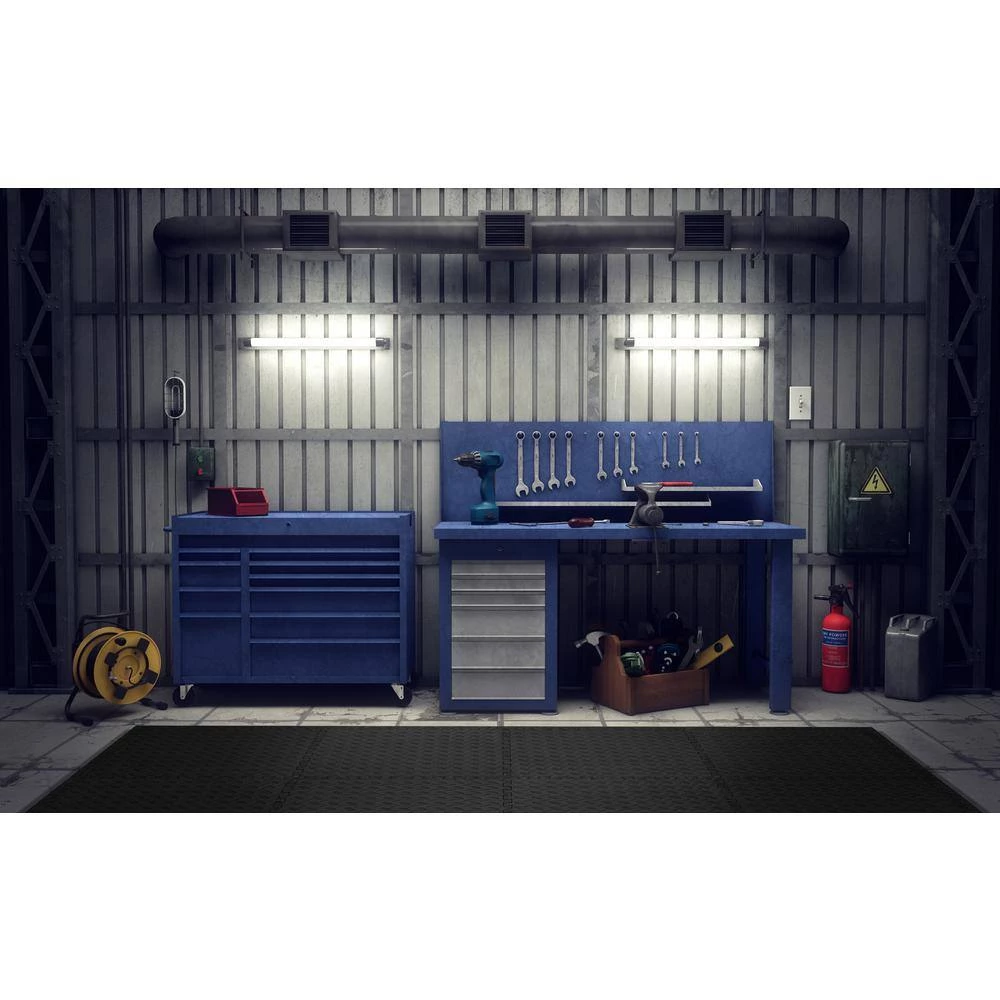 Black 24 in. x 24 in. EVA Foam Solid Color Diamond Plate Interlocking Tile (48-Tile) by Norsk 4 Black 24 in. x 24 in. EVA Foam Solid Color Diamond Plate Interlocking Tile (48-Tile) by Norsk - Image 2