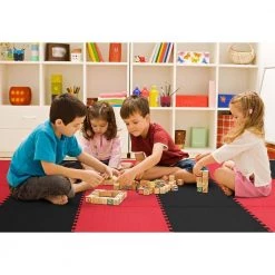 Black/Red 24 in. x 24 in. x 0.79 in. Foam Reversible Interlocking Floor Mat (4-Pack) by Norsk -Cheap BALTA || Norsk Store black red norsk gym floor tiles 240379 76 1000