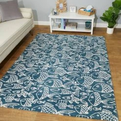 Cousteau Blue 5 ft. x 7 ft. Coastal Fish Area Rug by BALTA -Cheap BALTA || Norsk Store blue balta area rugs 3005657 e1 1000