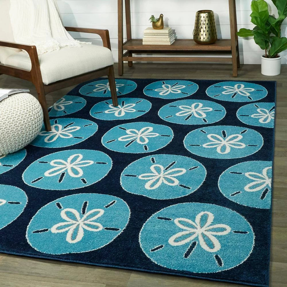Varuna Sand Dollar Medallion Blue 8 ft. x 10 ft. Area Rug by BALTA 4 Varuna Sand Dollar Medallion Blue 8 ft. x 10 ft. Area Rug by BALTA - Image 2