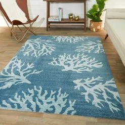 Caistor Blue 5 ft. x 7 ft. Coastal Coral Print Area Rug by BALTA -Cheap BALTA || Norsk Store blue balta area rugs 3008267 e1 1000