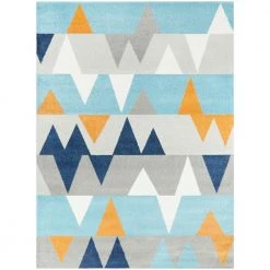 Modern Geometric Abstract Blue 4 ft. x 6 ft. Area Rug by BALTA
