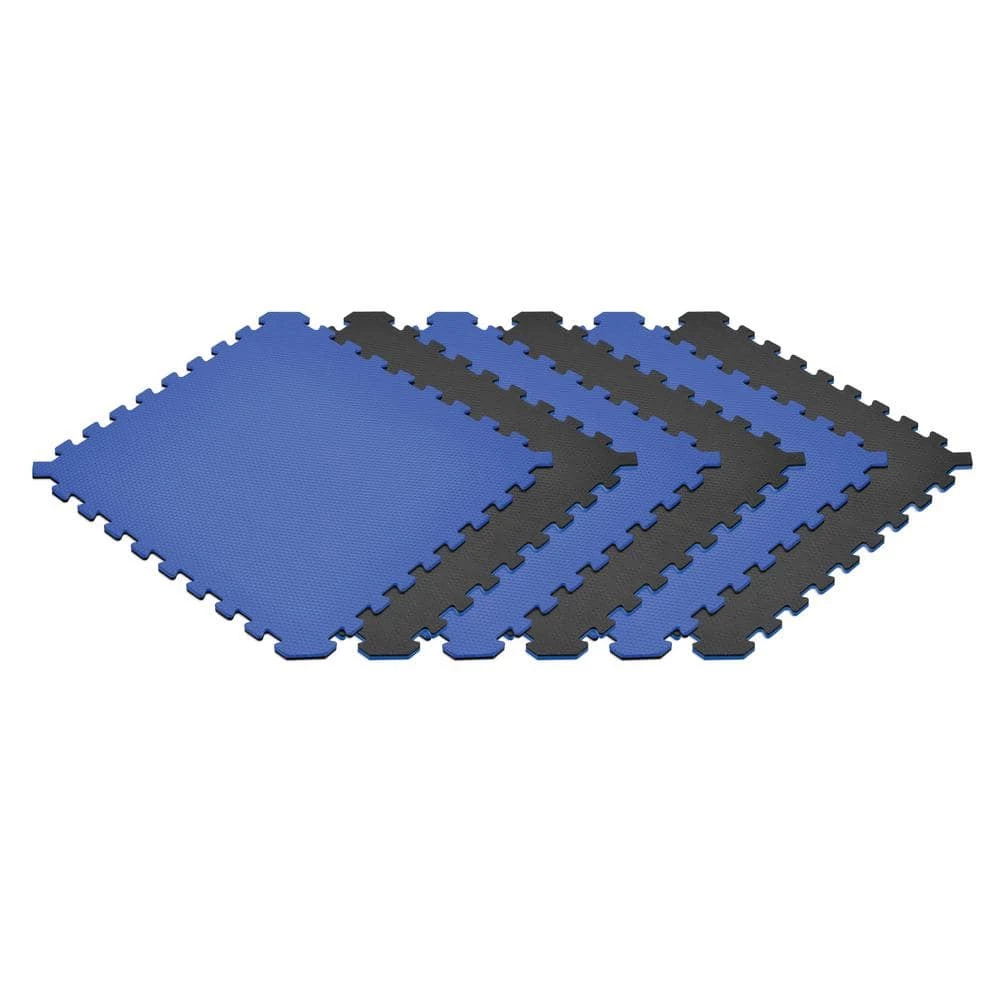 Blue/Black 24 in. x 24 in. EVA Foam Truly Reversible Interlocking Tile (24-Tile) by Norsk 3 Blue/Black 24 in. x 24 in. EVA Foam Truly Reversible Interlocking Tile (24-Tile) by Norsk