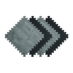 Reversible Charcoal/Black Faux Wood 24 in. x 24 in. x 0.47 in. Foam Mats (4-Pack) by Norsk
