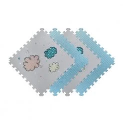 Reversible Clouds/Blue Children's Designer 24 in. x 24 in. x 0.47 in. Foam Mats (4-Pack) by Norsk
