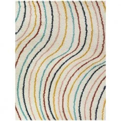 Mackenzie Cream 5 ft. x 7 ft. Striped Shag Area Rug by BALTA