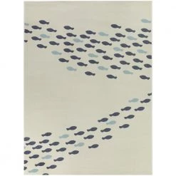 Fish School Cream 7 ft. 10 in. x 10 ft. Novelty Indoor Area Rug by BALTA