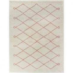 Mabelle Cream/Pink 5 ft. x 7 ft. Trellis Shag Area Rug by BALTA