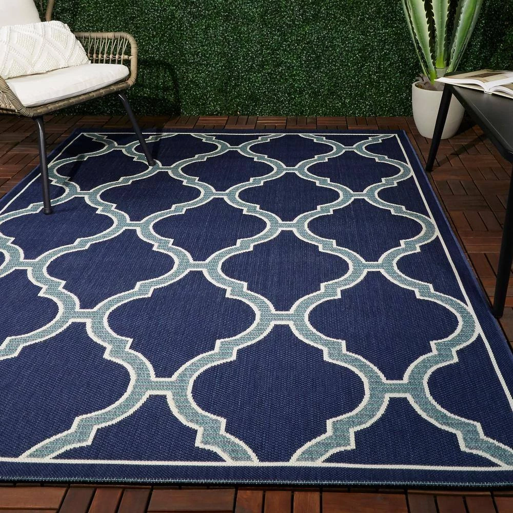 Amalie Dark Blue 8 ft. x 10 ft. Indoor/Outdoor Area Rug by BALTA 4 Amalie Dark Blue 8 ft. x 10 ft. Indoor/Outdoor Area Rug by BALTA - Image 2