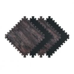 Reversible Dark Walnut/Black Faux Wood 24 in. x 24 in. x 0.47 in. Foam Mats (4-Pack) by Norsk
