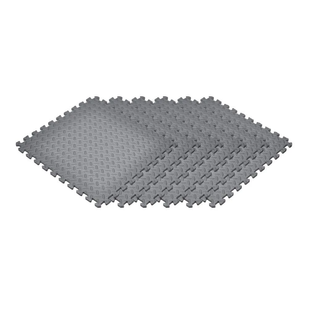 Gray 24 in. x 24 in. EVA Foam Solid Color Diamond Plate Interlocking Tile (30-Tile) by Norsk 3 Gray 24 in. x 24 in. EVA Foam Solid Color Diamond Plate Interlocking Tile (30-Tile) by Norsk