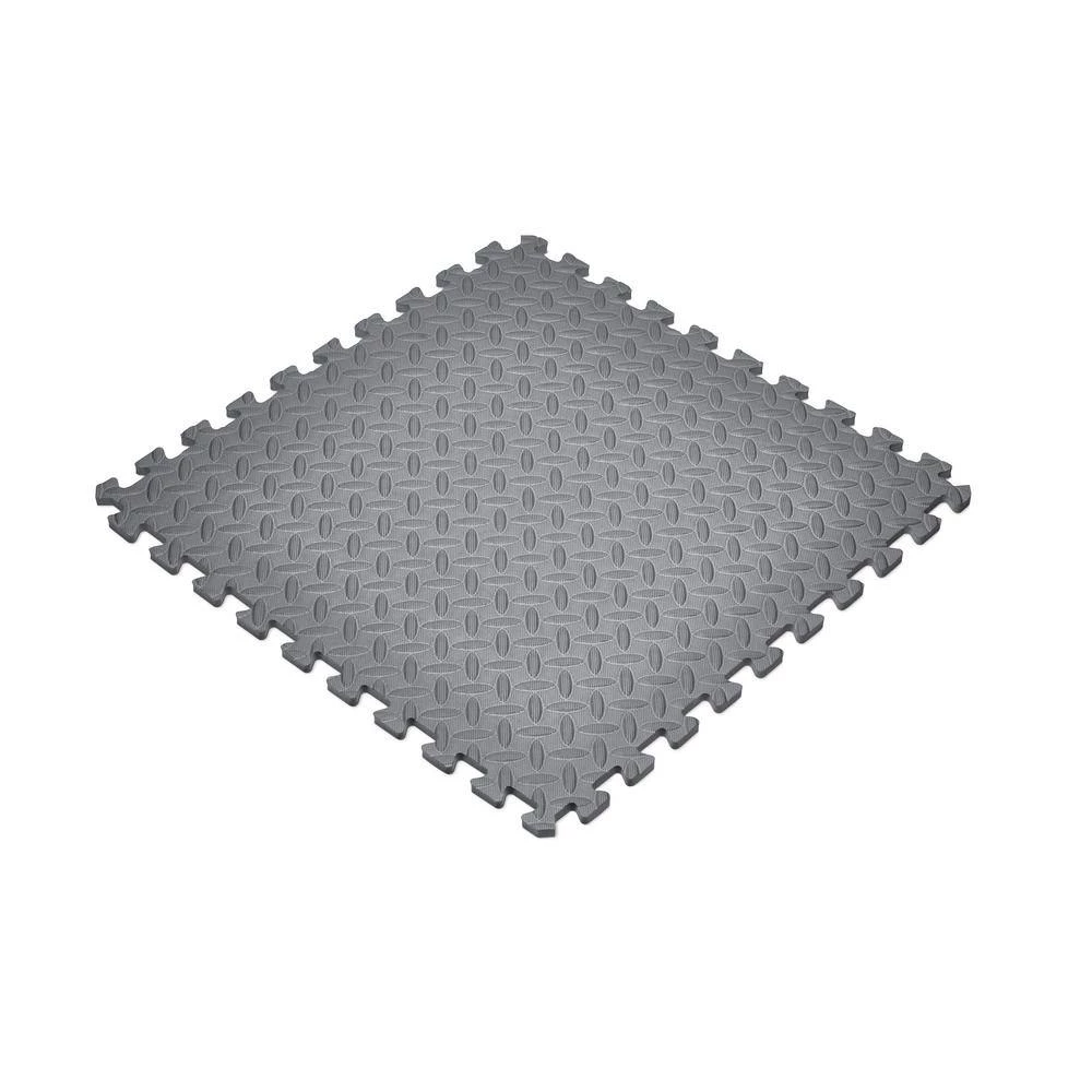 Gray 24 in. x 24 in. EVA Foam Solid Color Diamond Plate Interlocking Tile (54-Tile) by Norsk 5 Gray 24 in. x 24 in. EVA Foam Solid Color Diamond Plate Interlocking Tile (54-Tile) by Norsk - Image 3