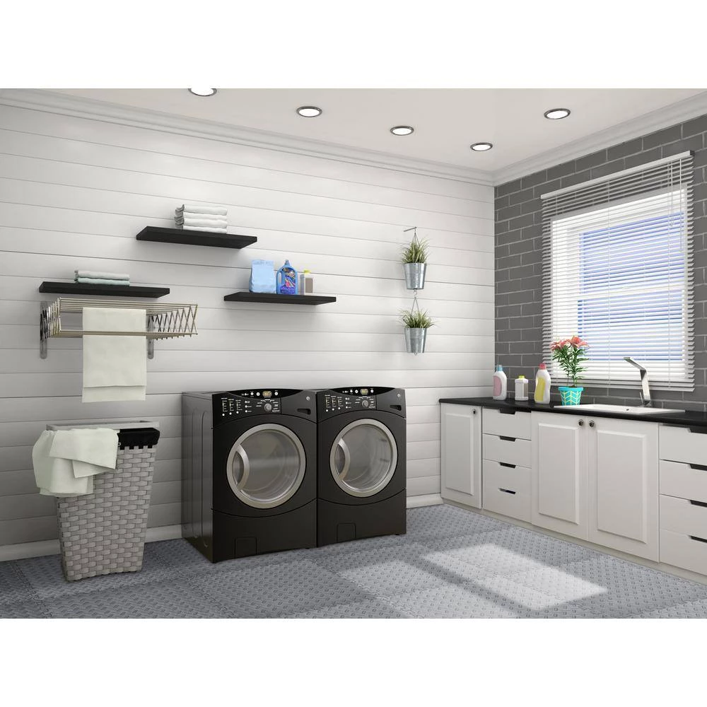 Gray 24 in. x 24 in. EVA Foam Solid Color Diamond Plate Interlocking Tile (54-Tile) by Norsk 4 Gray 24 in. x 24 in. EVA Foam Solid Color Diamond Plate Interlocking Tile (54-Tile) by Norsk - Image 2