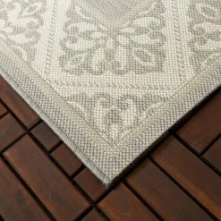 Hall Grey 8 ft. x 10 ft. Medallion Border Indoor/Outdoor Area Rug by BALTA -Cheap BALTA || Norsk Store grey balta area rugs 3068788 4f 1000