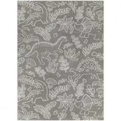 Happy Dinos Grey 3 ft. 11 in. x 5 ft. 7 in. Novelty Area Rug by BALTA