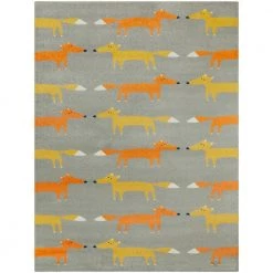 Modern Fox Kids Fox Print Grey 5 ft. x 7 ft. Area Rug by BALTA