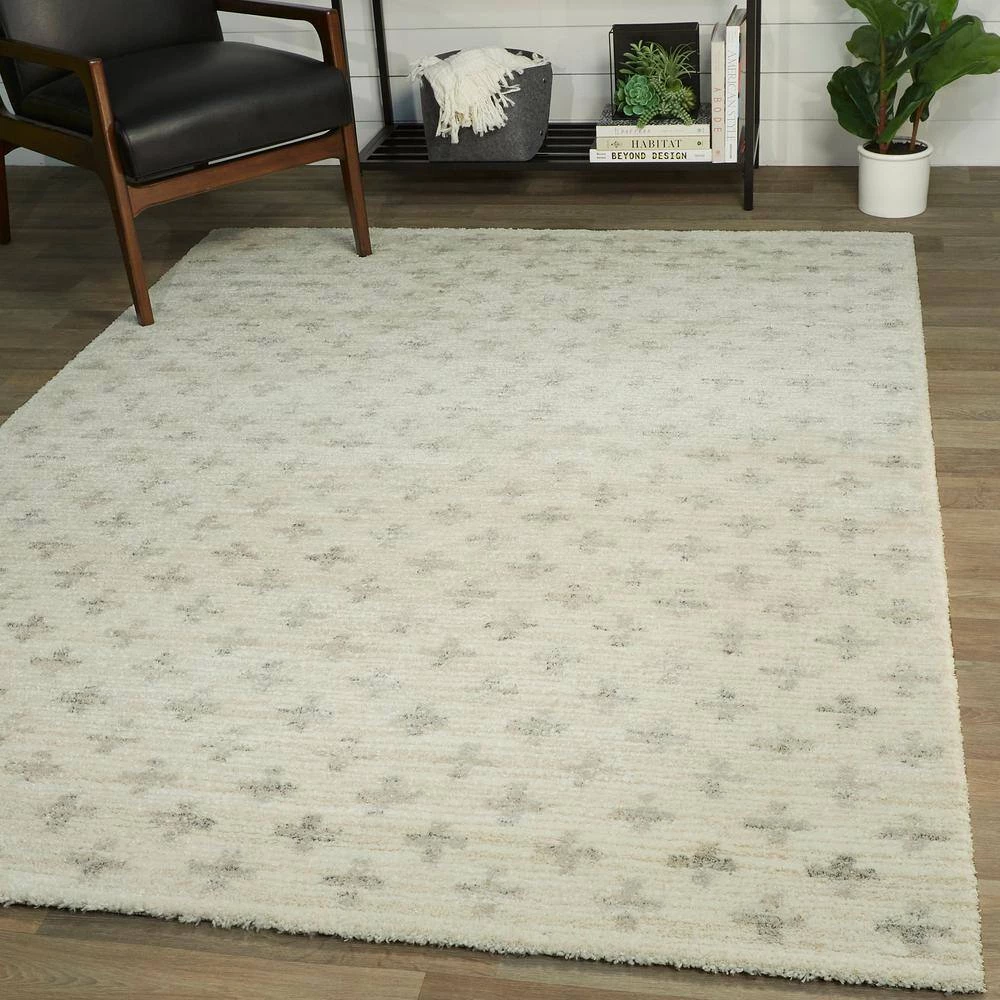 Dionne Light Grey 5 ft. x 7 ft. Geometric Shag Area Rug by BALTA 4 Dionne Light Grey 5 ft. x 7 ft. Geometric Shag Area Rug by BALTA - Image 2