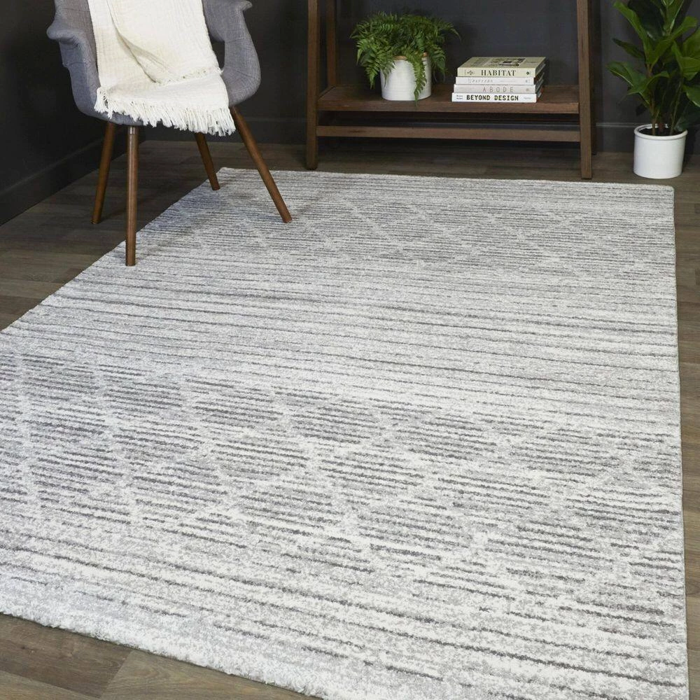 Madera Light Grey 7 ft. 10 in. x 10 ft. Striped Area Rug by BALTA 4 Madera Light Grey 7 ft. 10 in. x 10 ft. Striped Area Rug by BALTA - Image 2