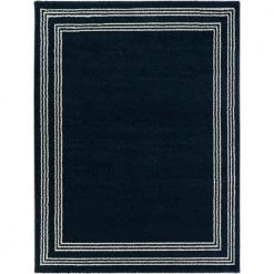 Bowien Navy 5 ft. x 7 ft. Border Area Rug by BALTA