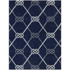 Douglas Navy 5 ft. 3 in. x 7 ft. Trellis Area Rug by BALTA