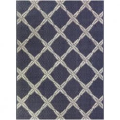 Doyle Navy 5 ft. 3 in. x 7 ft. Trellis Indoor/Outdoor Area Rug by BALTA