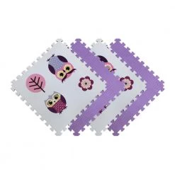 Reversible Owls/Purple Children's Designer 24 in. x 24 in. x 0.47 in. Foam Mats (4-Pack) by Norsk