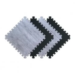 Reversible Stone Gray/Black Faux Wood 24 in. x 24 in. x 0.47 in. Foam Mats (4-Pack) by Norsk