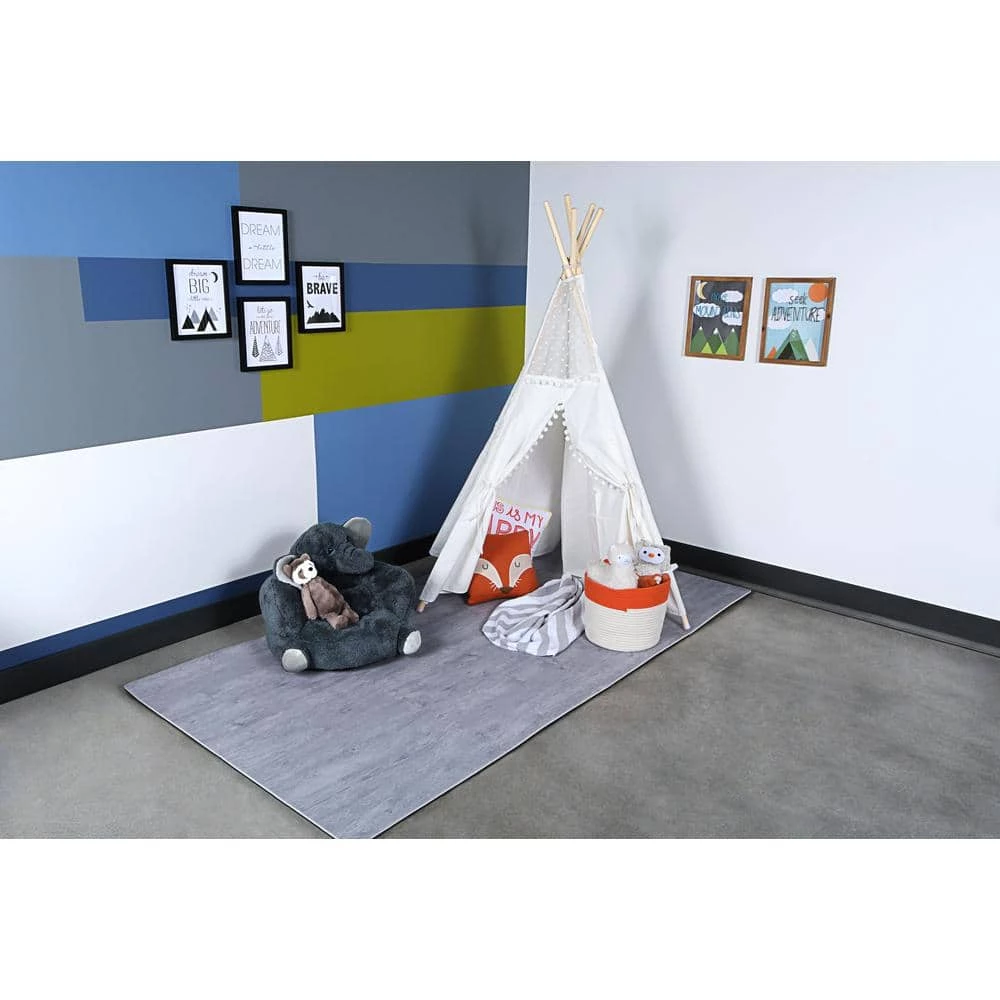 Reversible Stone Gray/Black Faux Wood 24 in. x 24 in. x 0.47 in. Foam Mats (4-Pack) by Norsk 3 Reversible Stone Gray/Black Faux Wood 24 in. x 24 in. x 0.47 in. Foam Mats (4-Pack) by Norsk - Image 2