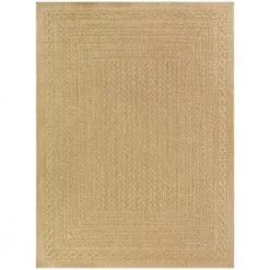 Wagner Tan 5 ft. x 7 ft. Flatweave Border Indoor/Outdoor Area Rug by BALTA