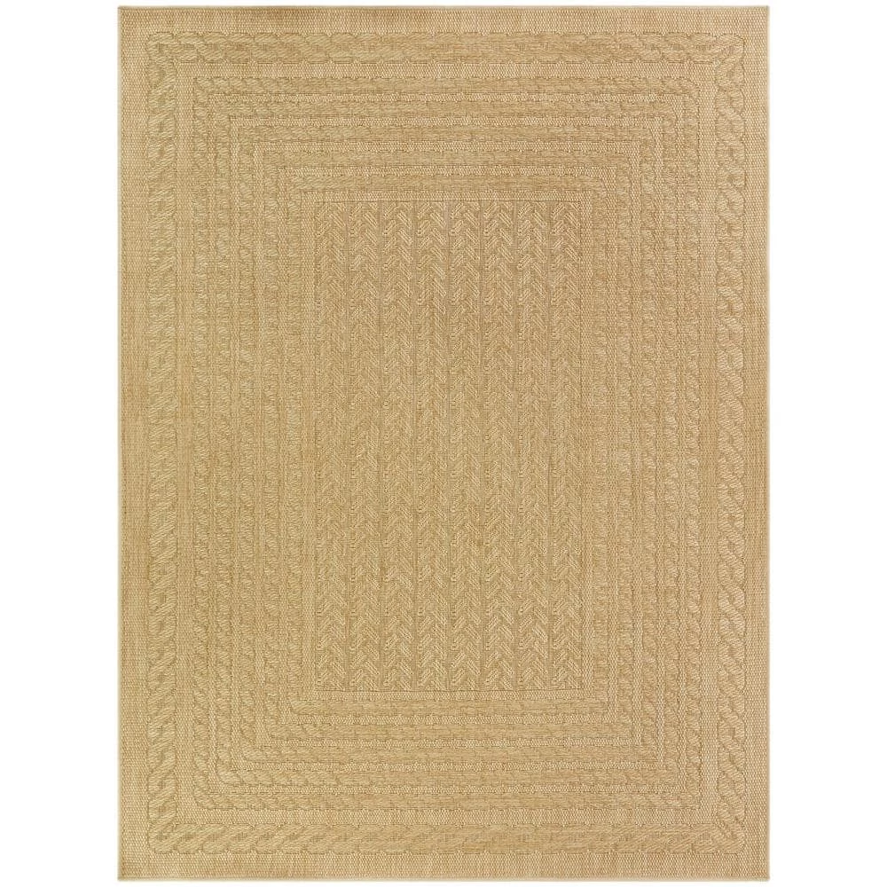 Wagner Tan 5 ft. x 7 ft. Flatweave Border Indoor/Outdoor Area Rug by BALTA 3 Wagner Tan 5 ft. x 7 ft. Flatweave Border Indoor/Outdoor Area Rug by BALTA