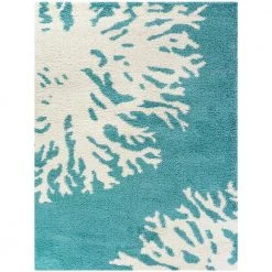 Sarasota Teal 5 ft. x 7 ft. Coastal Shag Area Rug by BALTA