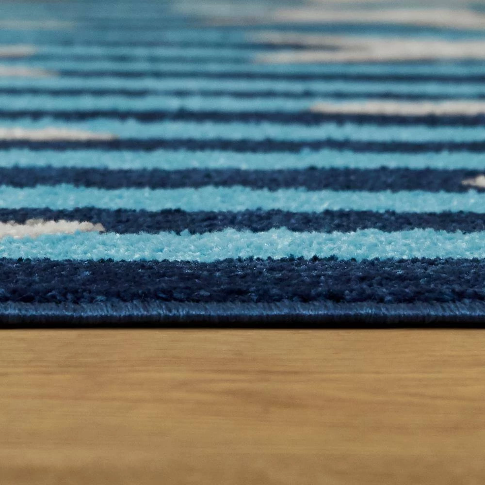 Sereia Starfish Print Striped Teal/Navy 8 ft. x 10 ft. Area Rug by BALTA 7 Sereia Starfish Print Striped Teal/Navy 8 ft. x 10 ft. Area Rug by BALTA - Image 5