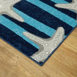 Sereia Starfish Print Striped Teal/Navy 8 ft. x 10 ft. Area Rug by BALTA 11 Sereia Starfish Print Striped Teal/Navy 8 ft. x 10 ft. Area Rug by BALTA -Cheap BALTA || Norsk Store teal navy balta area rugs 3007215 4f 1000