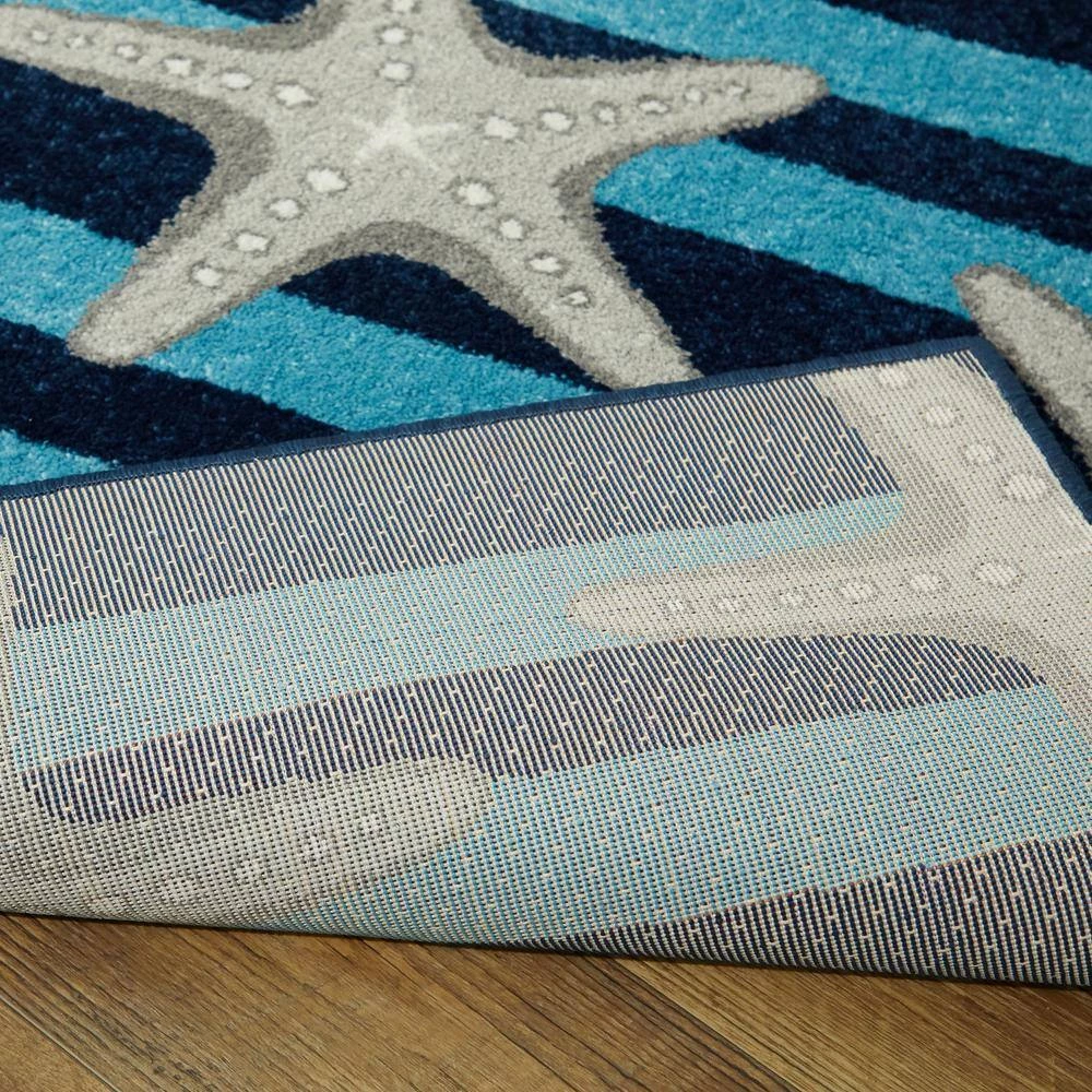 Sereia Starfish Print Striped Teal/Navy 8 ft. x 10 ft. Area Rug by BALTA 5 Sereia Starfish Print Striped Teal/Navy 8 ft. x 10 ft. Area Rug by BALTA - Image 3