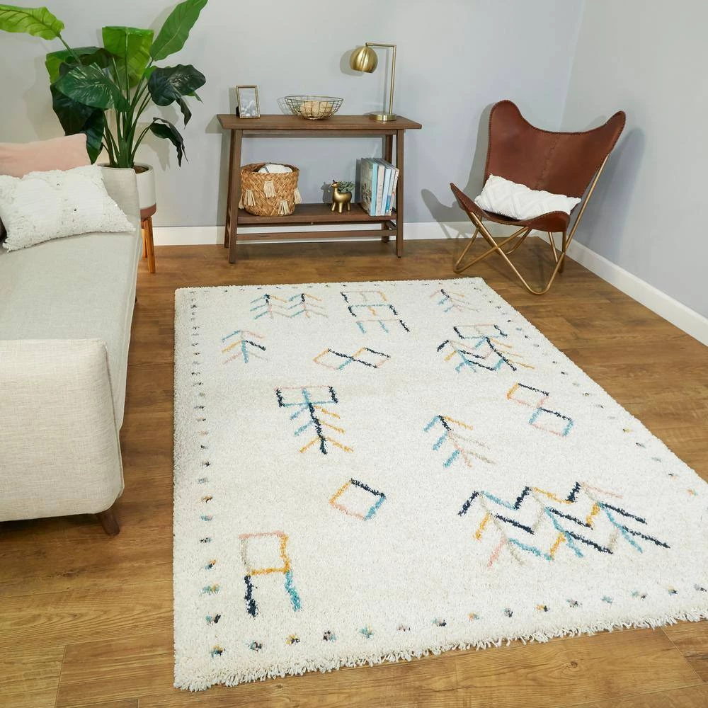 Sarita Tribal Shag White 8 ft. x 10 ft. Area Rug by BALTA 4 Sarita Tribal Shag White 8 ft. x 10 ft. Area Rug by BALTA - Image 2
