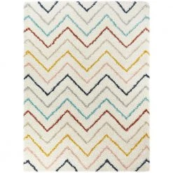 Kai Chevron Shag White 4 ft. x 6 ft. Area Rug by BALTA