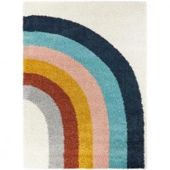 Amelia Rainbow Shag White 5 ft. x 7 ft. Area Rug by BALTA