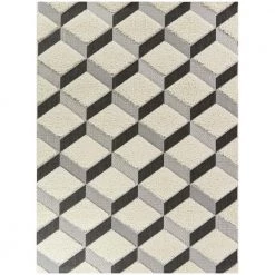 Soller White 8 ft. x 10 ft. Geometric Shag Area Rug by BALTA
