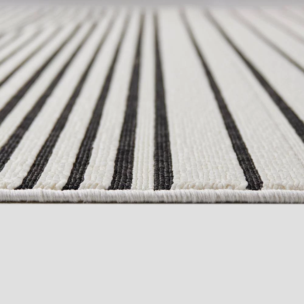 Letitia White 5 ft. 3 in. x 7 ft. Stripe Indoor/Outdoor Area Rug by BALTA 7 Letitia White 5 ft. 3 in. x 7 ft. Stripe Indoor/Outdoor Area Rug by BALTA - Image 5
