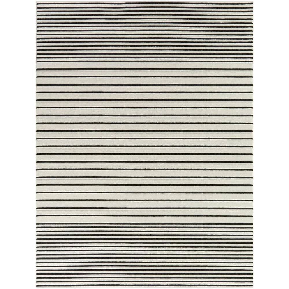 Letitia White 5 ft. 3 in. x 7 ft. Stripe Indoor/Outdoor Area Rug by BALTA 3 Letitia White 5 ft. 3 in. x 7 ft. Stripe Indoor/Outdoor Area Rug by BALTA