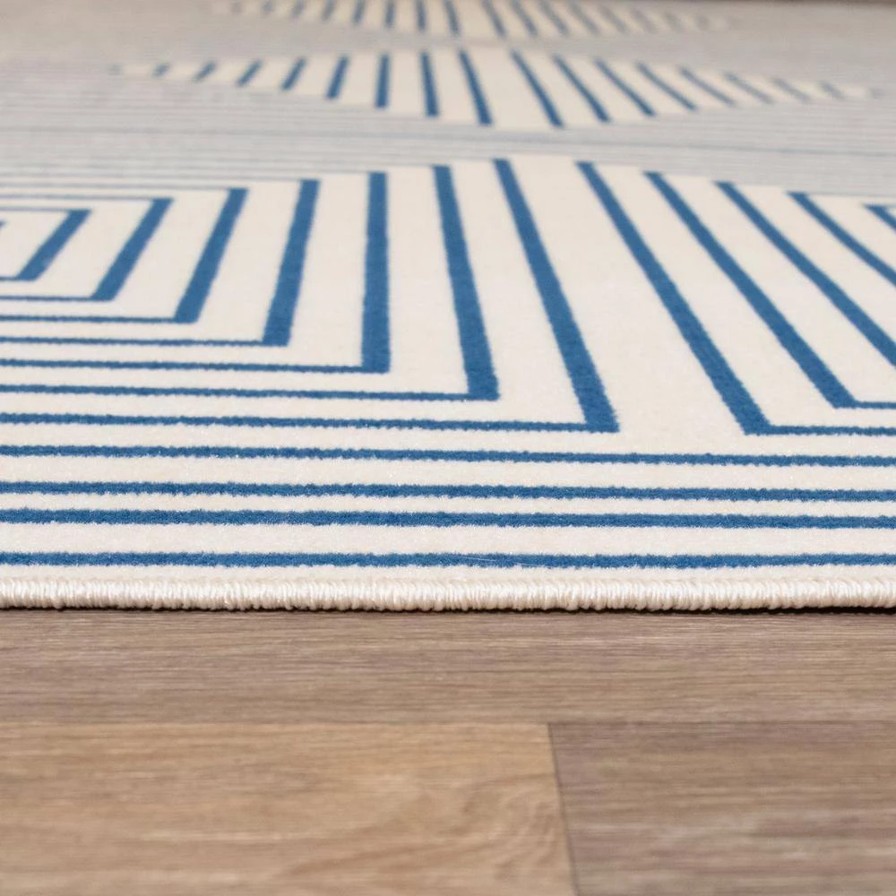 Paskal White/Blue 5 ft. x 7 ft. Geometric Striped Area Rug by BALTA 7 Paskal White/Blue 5 ft. x 7 ft. Geometric Striped Area Rug by BALTA - Image 5